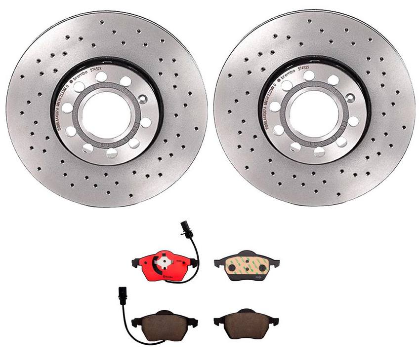 Audi Brake Kit - Pads and Rotors Front (288mm) (Xtra) (Ceramic) 8E0615301Q - Brembo 2886227KIT